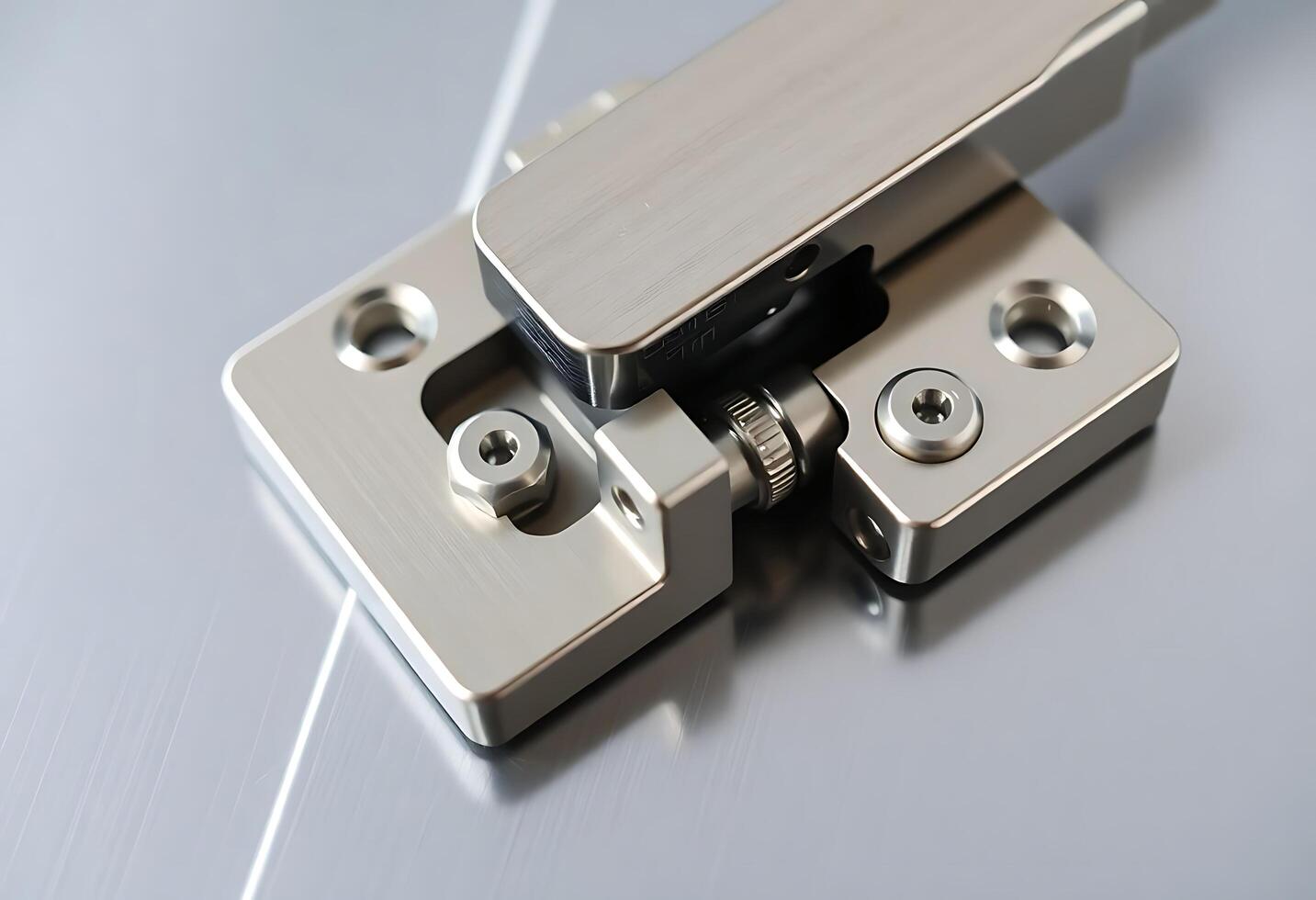 close up of a metal door hinge photo