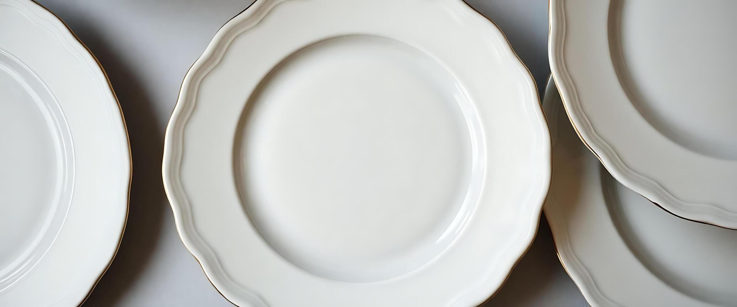 table topped with white plates and silverware photo