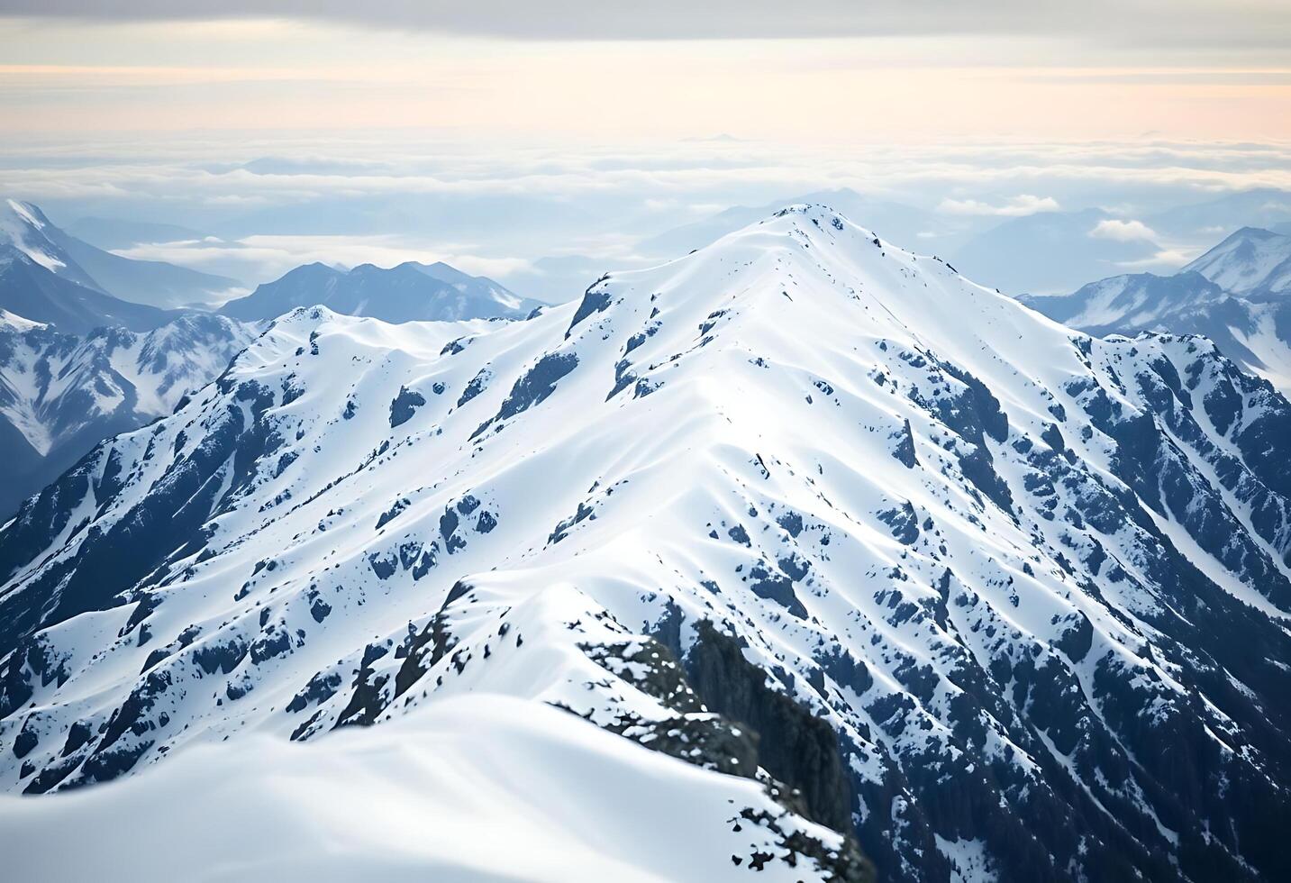 mountain range covered in snow and clouds photo