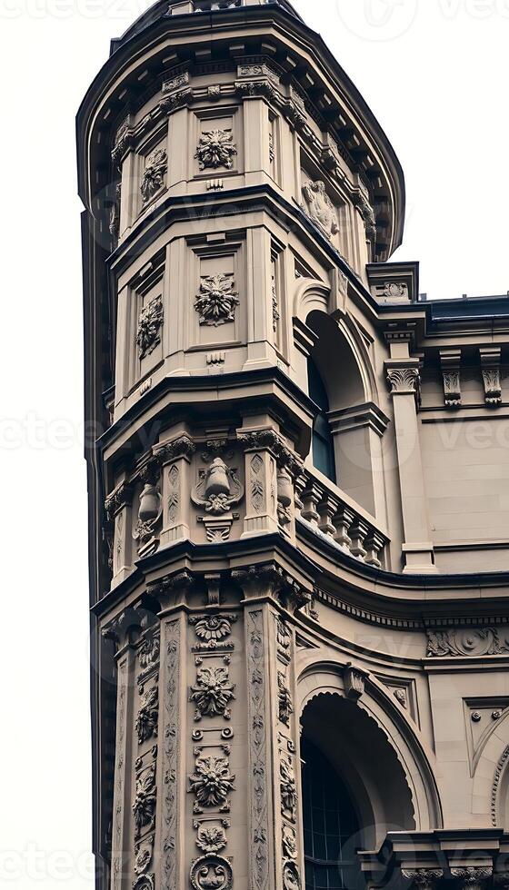 tall building with a clock on it's side photo