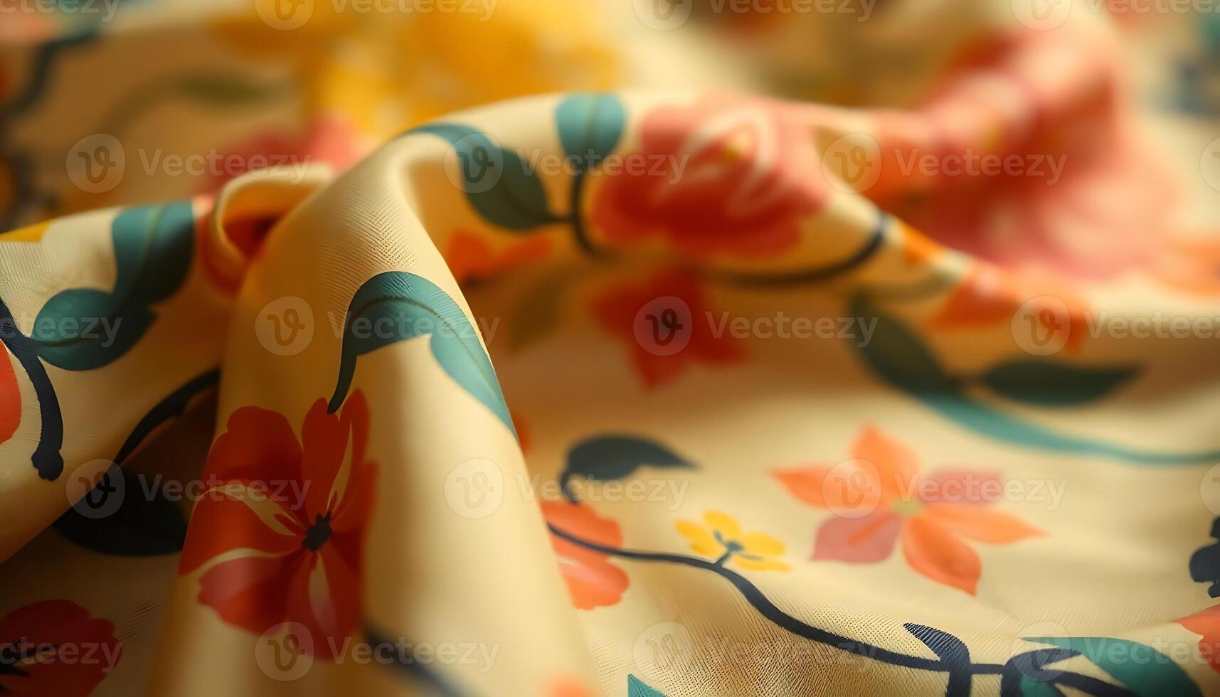 close up view of a flowered fabric photo