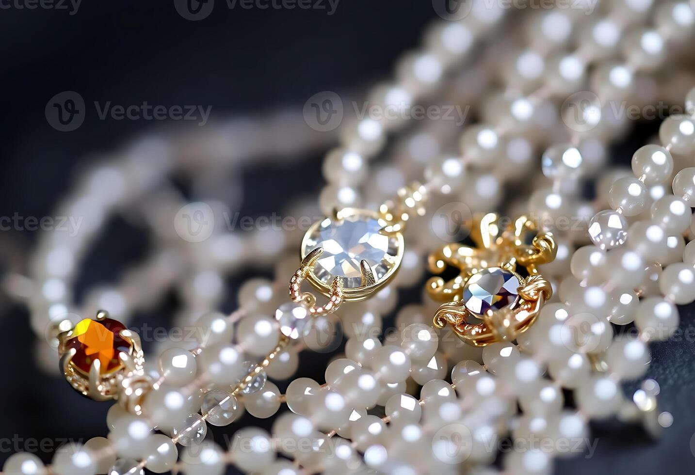 close up of pearls and a necklace photo