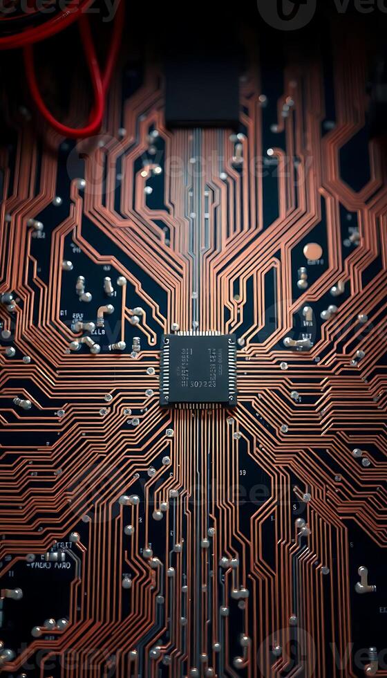 close up of a computer circuit board photo