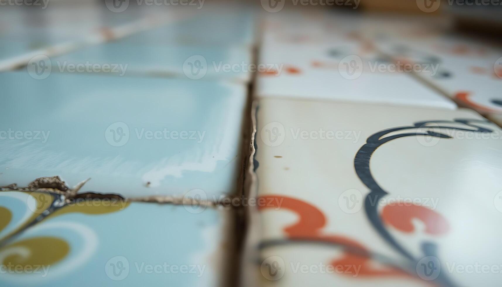 close up of a tile floor with a design on it photo