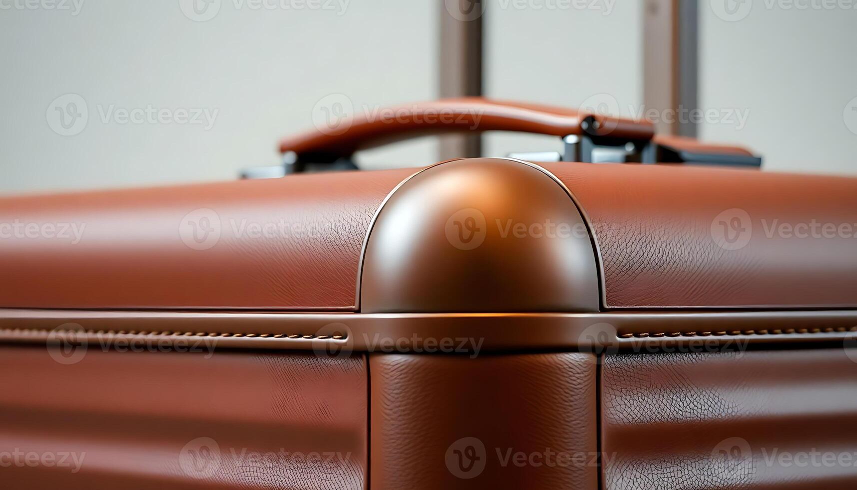 close up of a brown leather suitcase photo