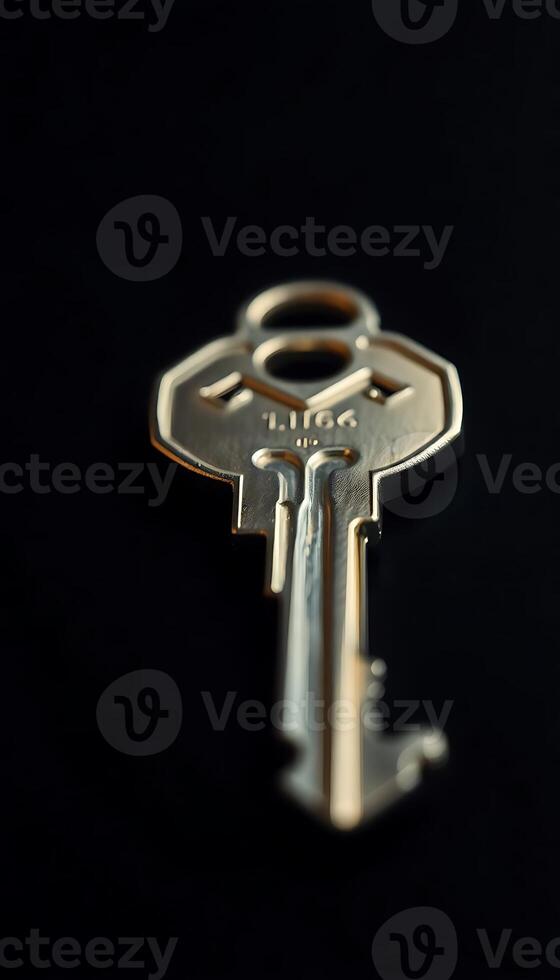 close up of a key on a black surface photo