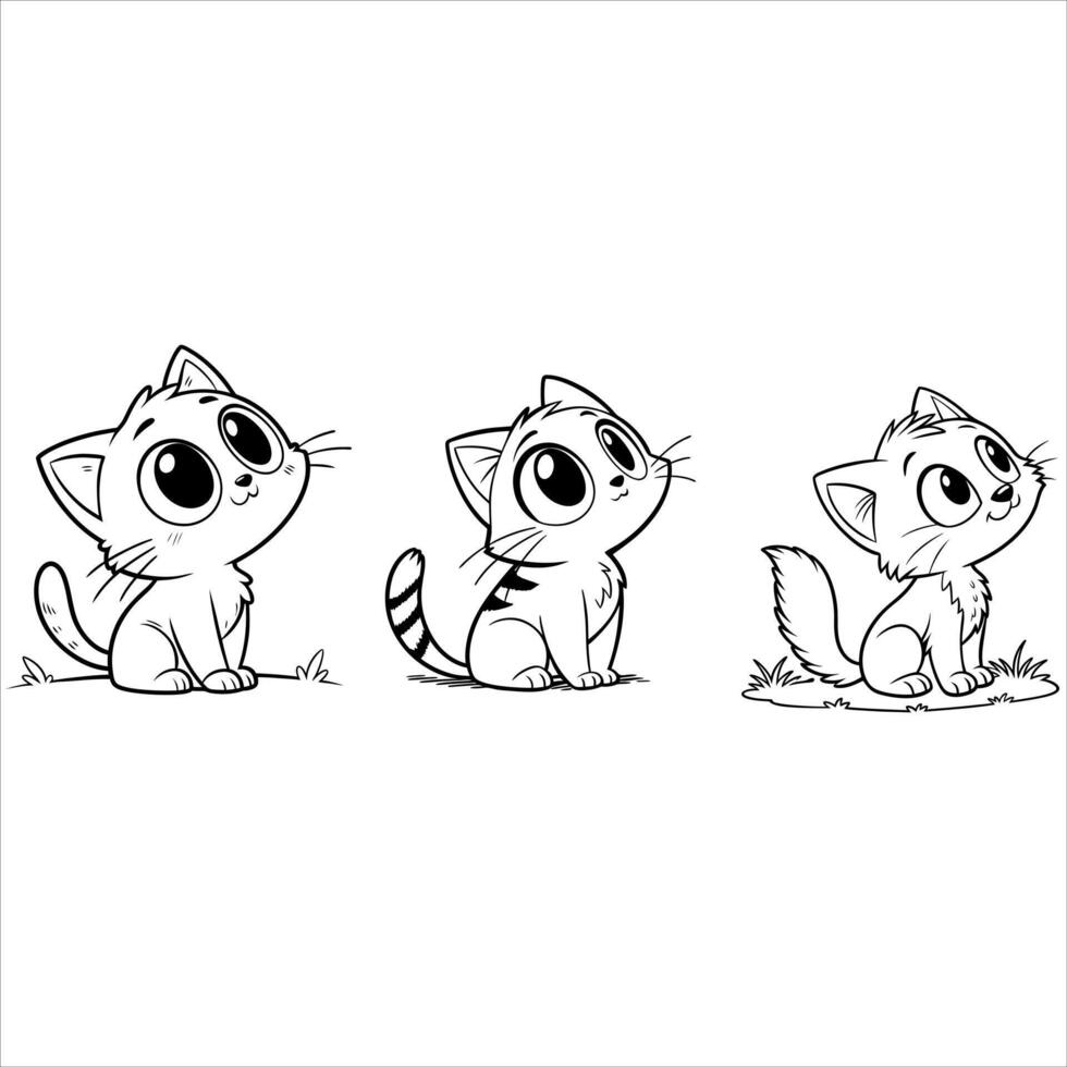 This is a cute cartoon cat illustration, vector