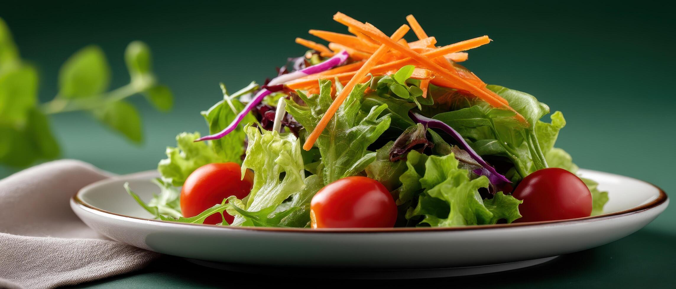 A colorful vegetable salad creation kitchen table food photography cozy environment close-up healthy eating photo