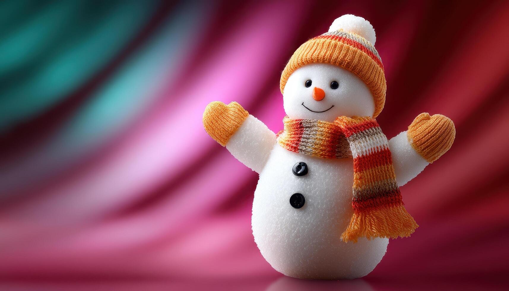 Joyful snowman in a colorful background winter wonderland cheerful scene vibrant atmosphere playful viewpoint photo