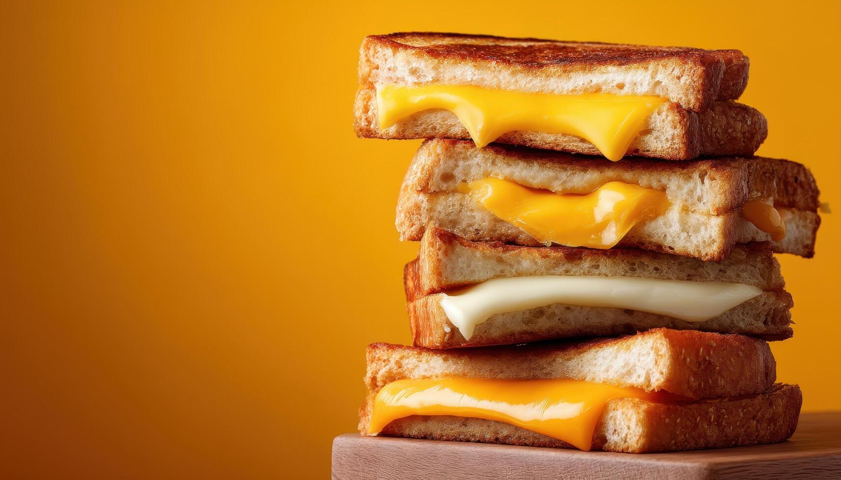 Delicious grilled cheese sandwich stacked high kitchen food photography cozy ambiance top-down view comfort concept photo