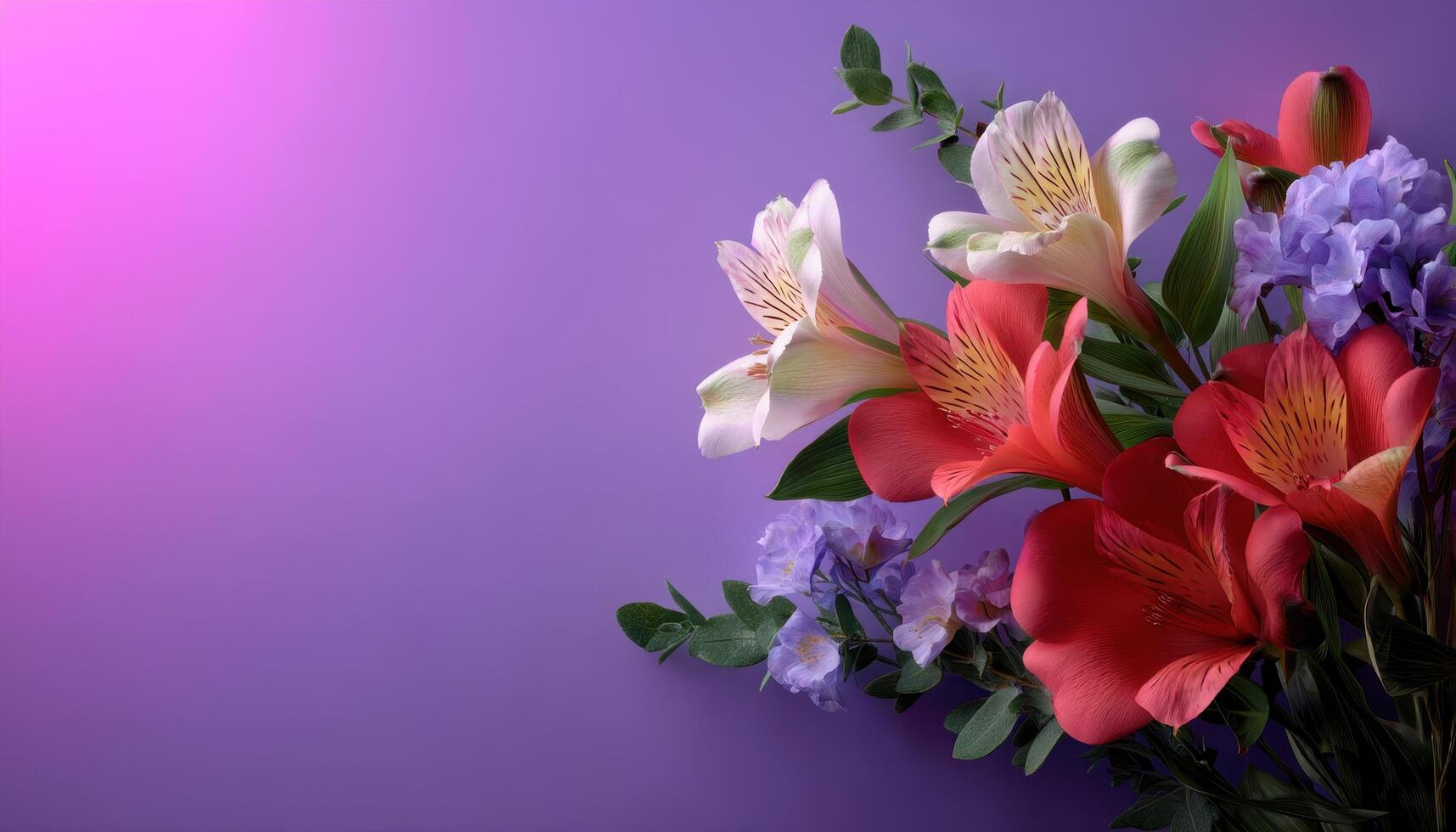 Tropical floral arrangement on standard vibrant colors nature studio setting close-up view flower beauty photo