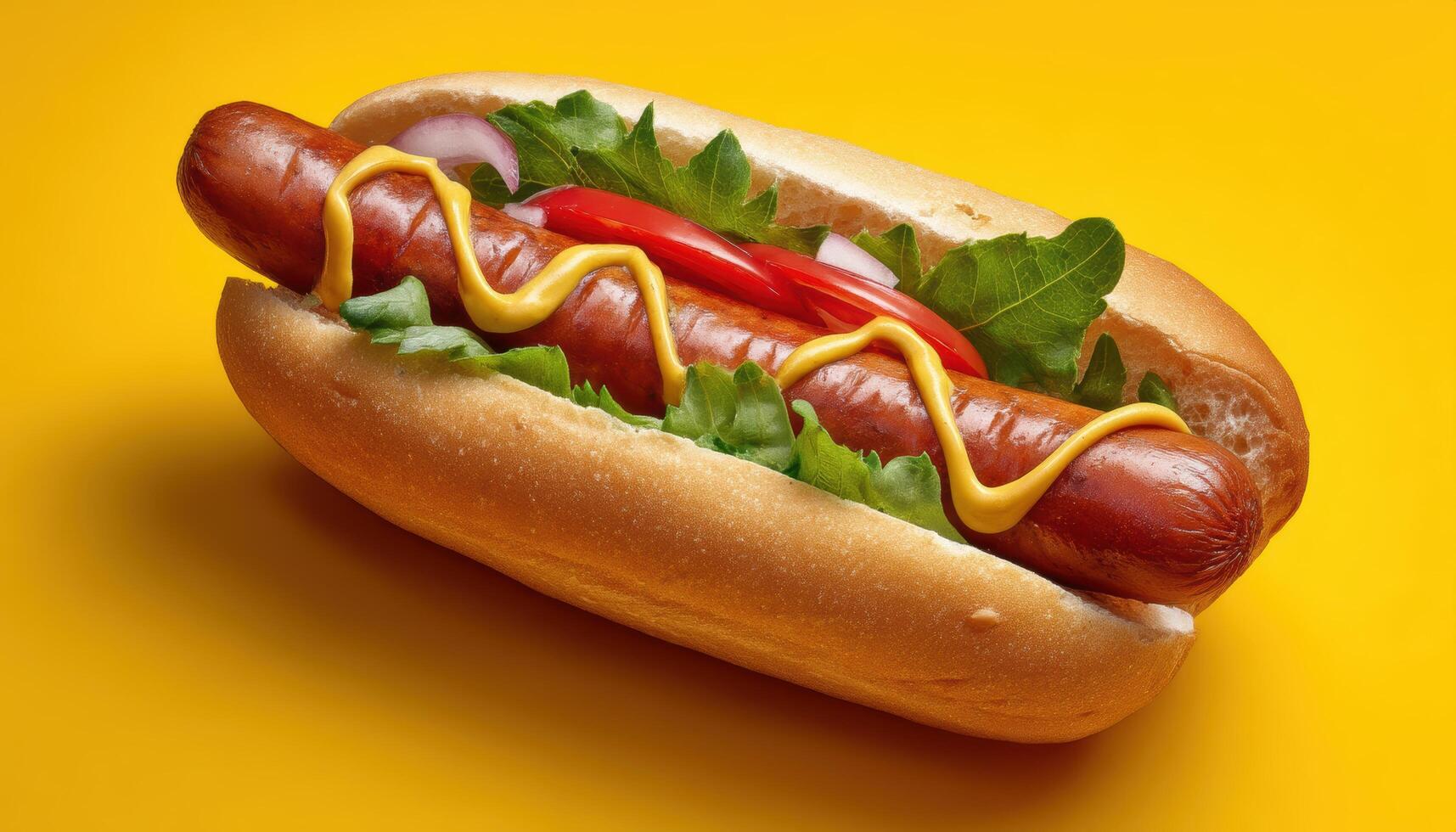 Delicious french hot dog with crispy crust food photography studio close-up gourmet delight photo