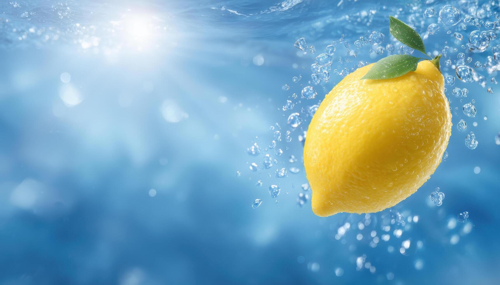 Floating lemon in sunlit water nature scene freshness concept calm environment close-up view photo