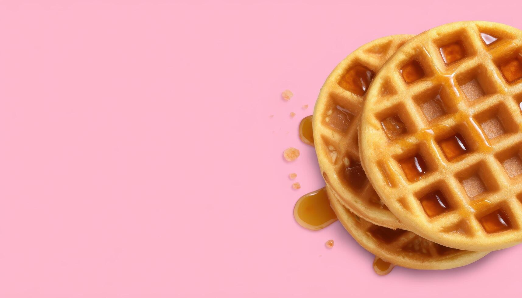 Delicious golden brown waffles stacked on a pastel background food photography close-up view appetizing concept photo