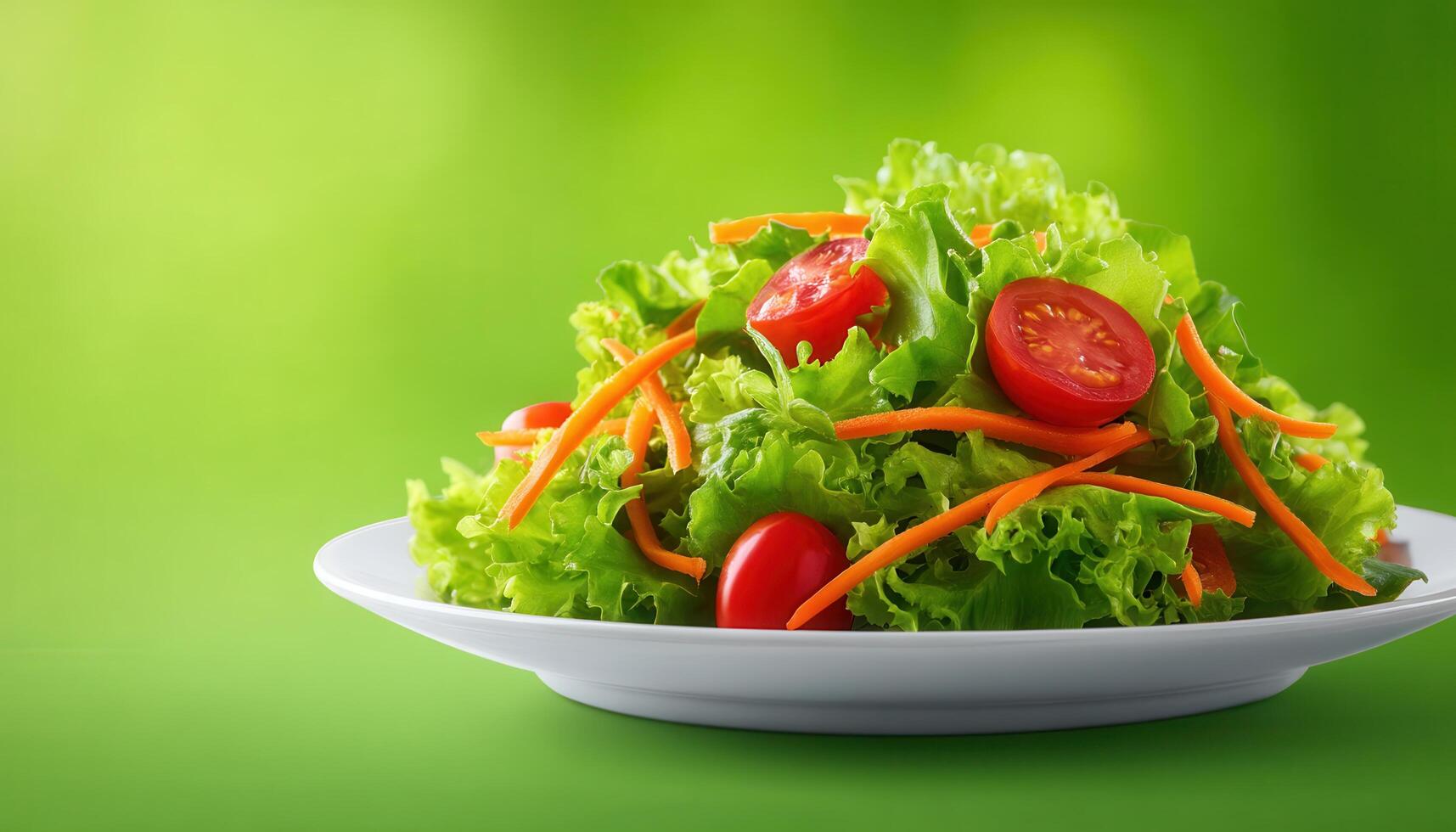 Vibrant vegetable salad stacked high fresh ingredients culinary delight green background top view healthy eating photo