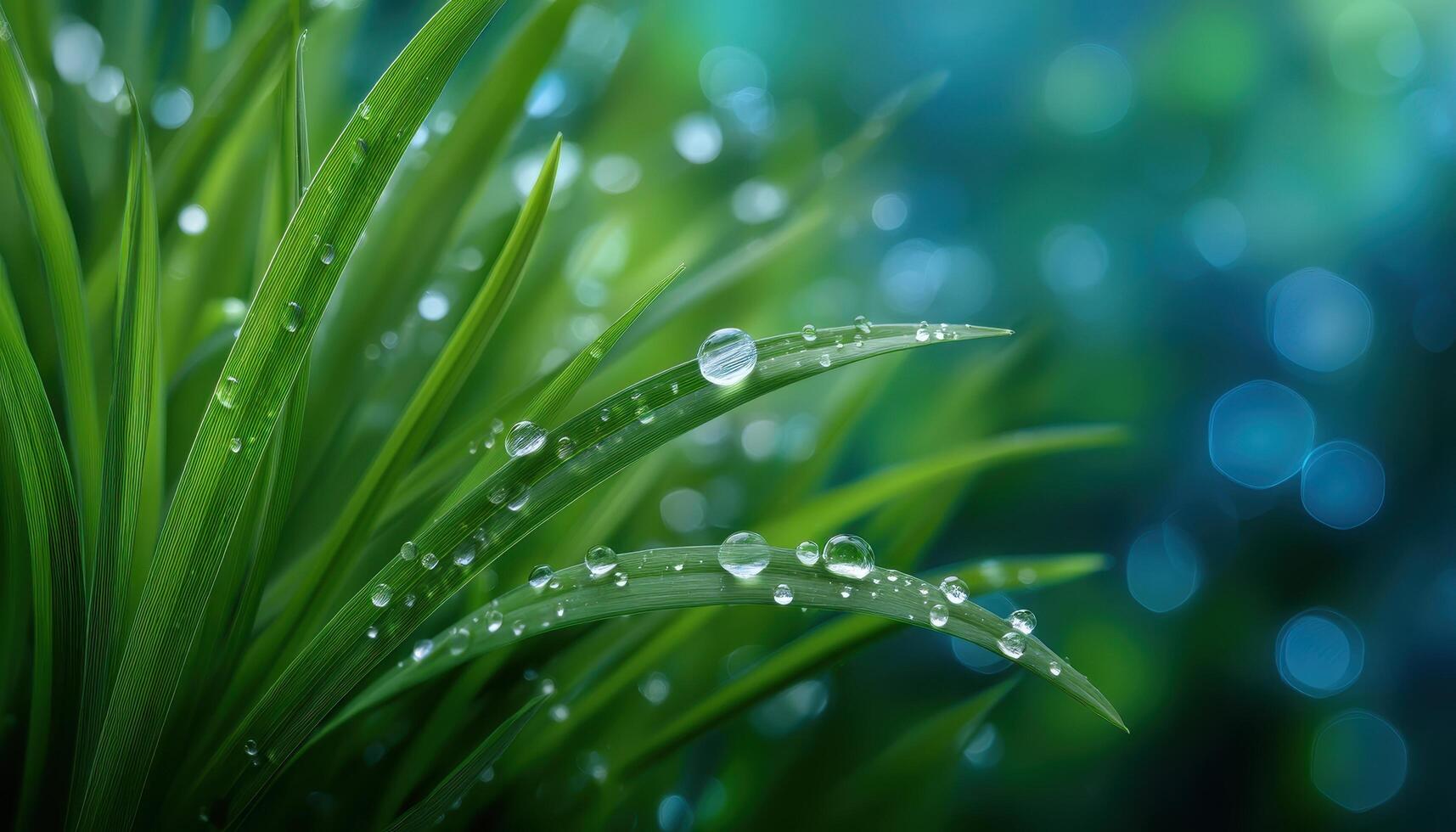 Morning dew on green grass nature closeup tranquil environment vibrant viewpoint photo