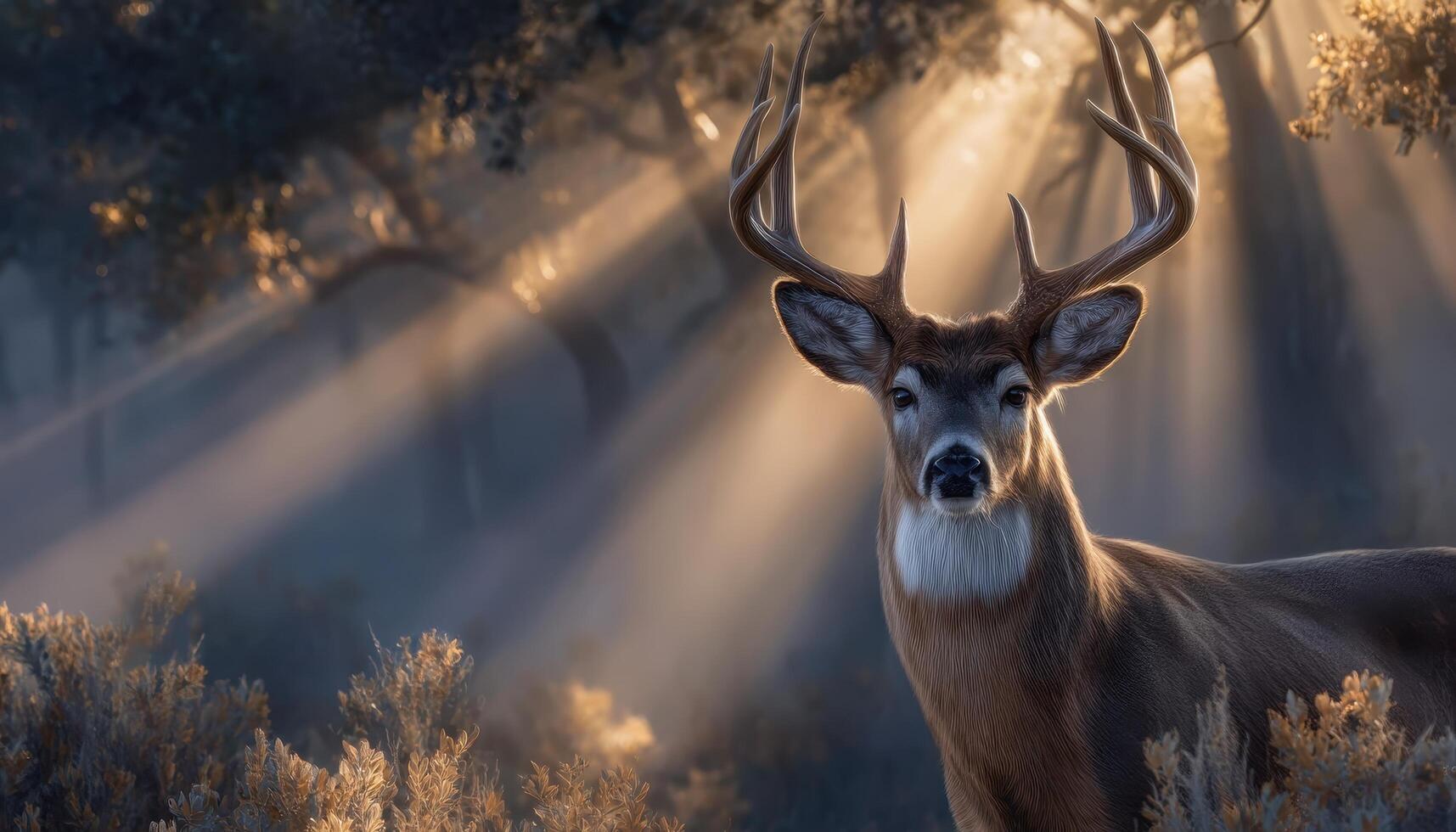 Majestic deer in sunlit forest nature scene wildlife photography tranquil environment close-up view photo