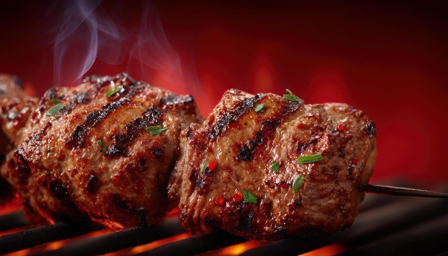 Sizzling shish kebabs on skewers grill food photography outdoor cooking close-up culinary delight photo