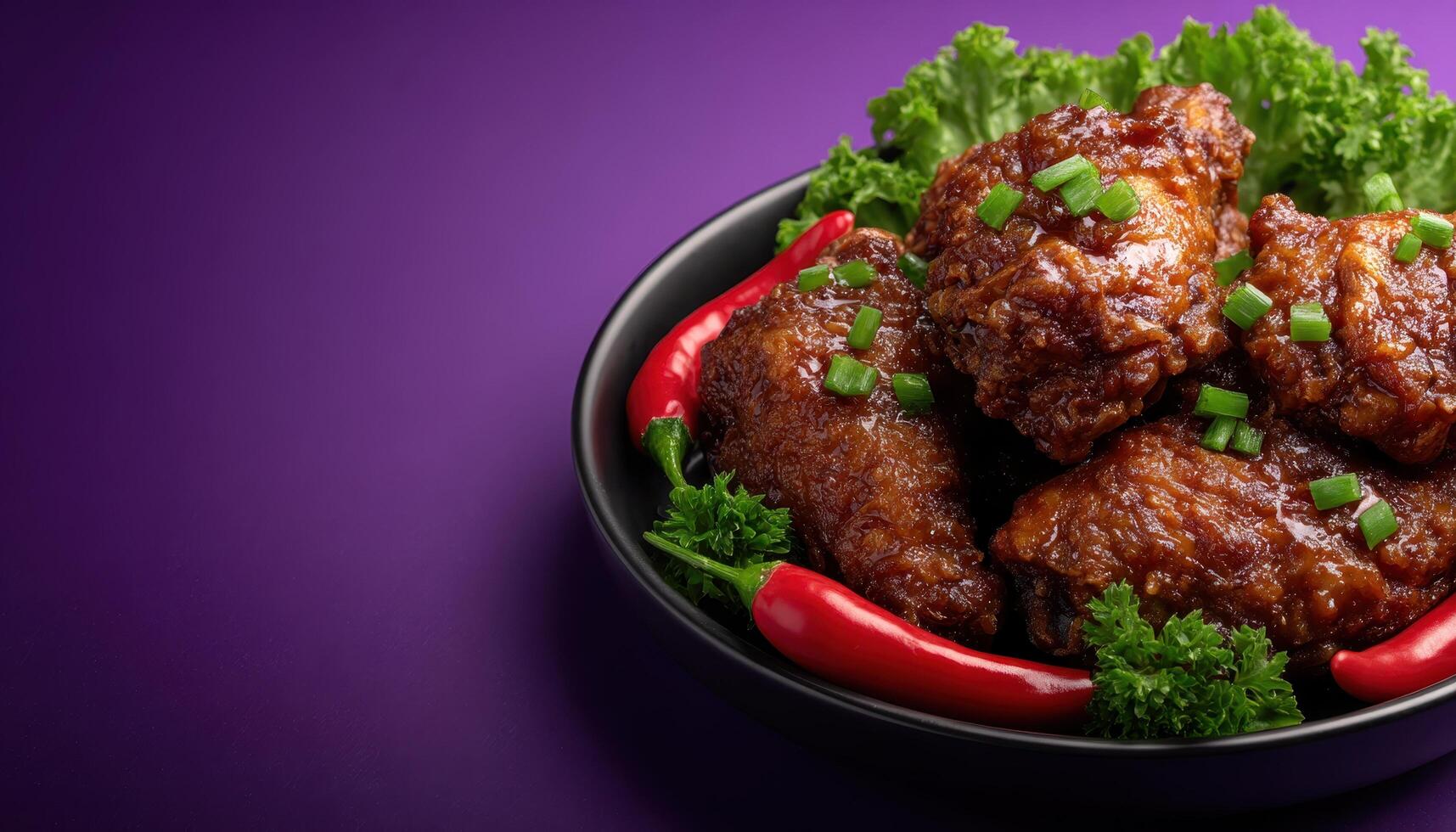 Korean fried chicken delight restaurant food photography vibrant atmosphere close-up culinary art photo