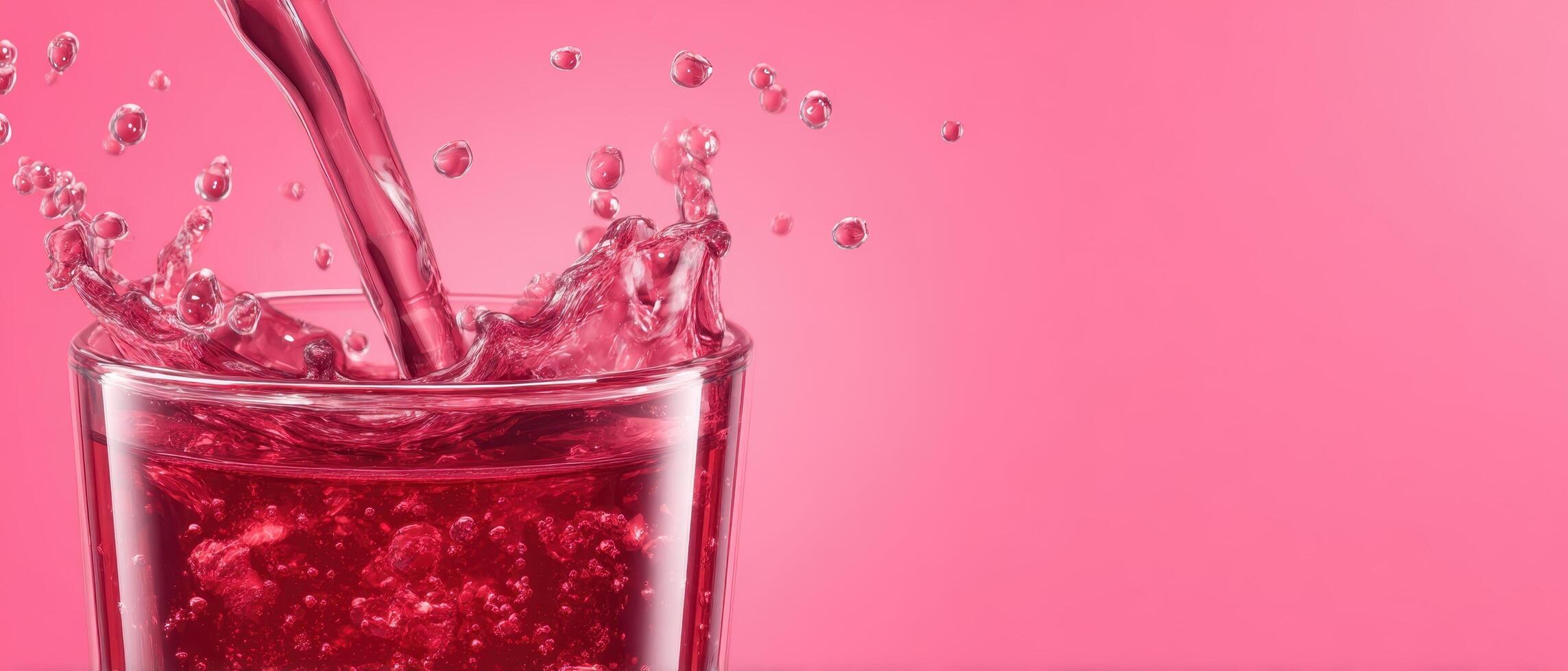 Cranberry juice explosion glass drink photography vibrant environment close-up refreshing concept photo
