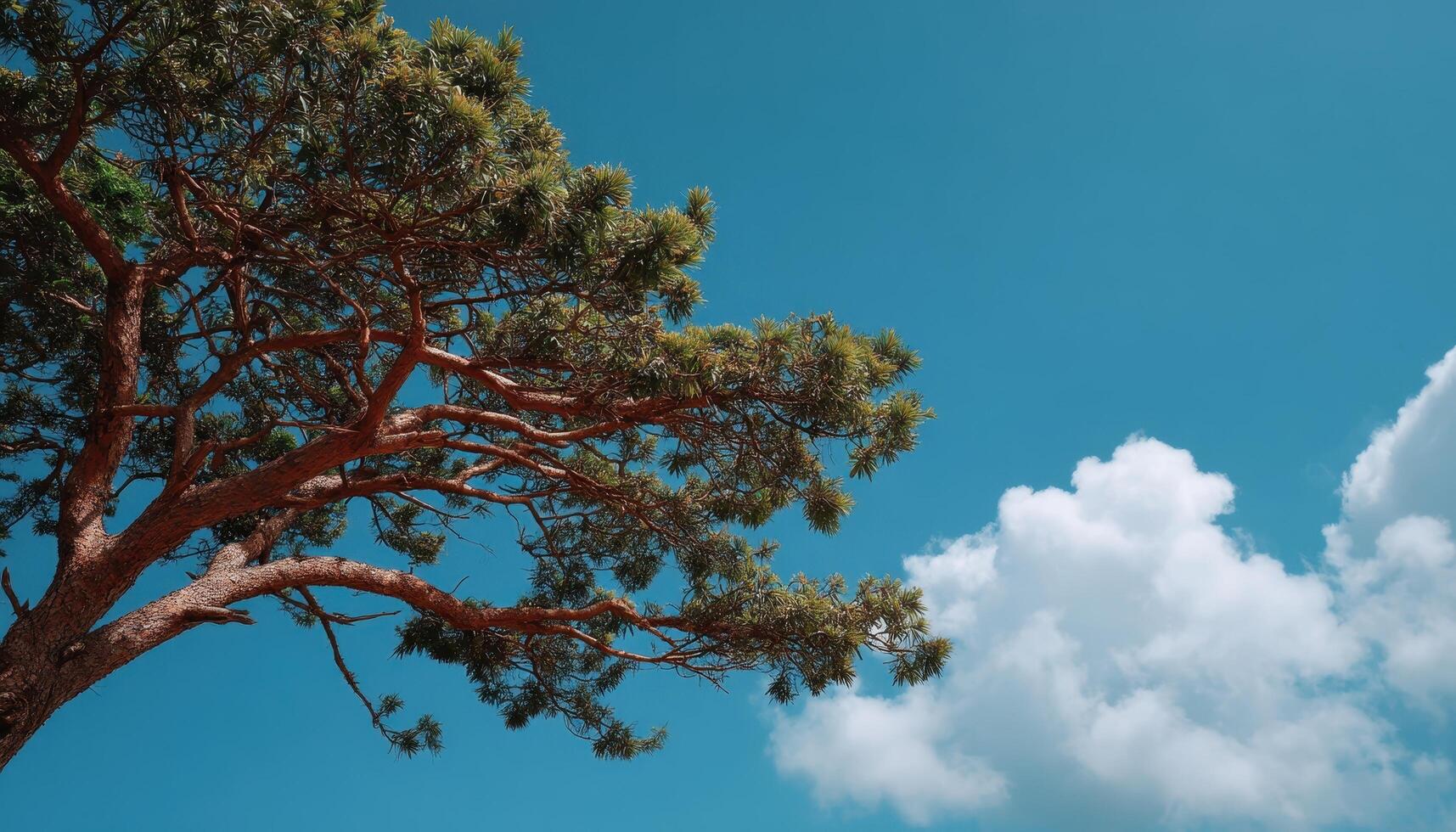 Nature scene with tree against blue sky and clouds outdoor landscape photography tranquil environment photo
