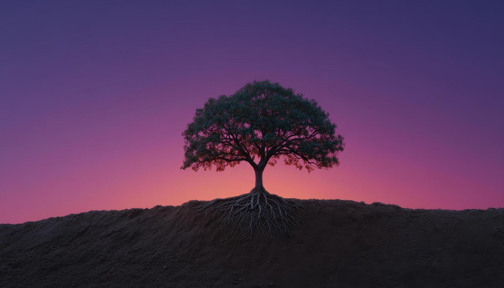 Gnarled roots of a tree at sunset nature photography minimalist style serene environment artistic view photo