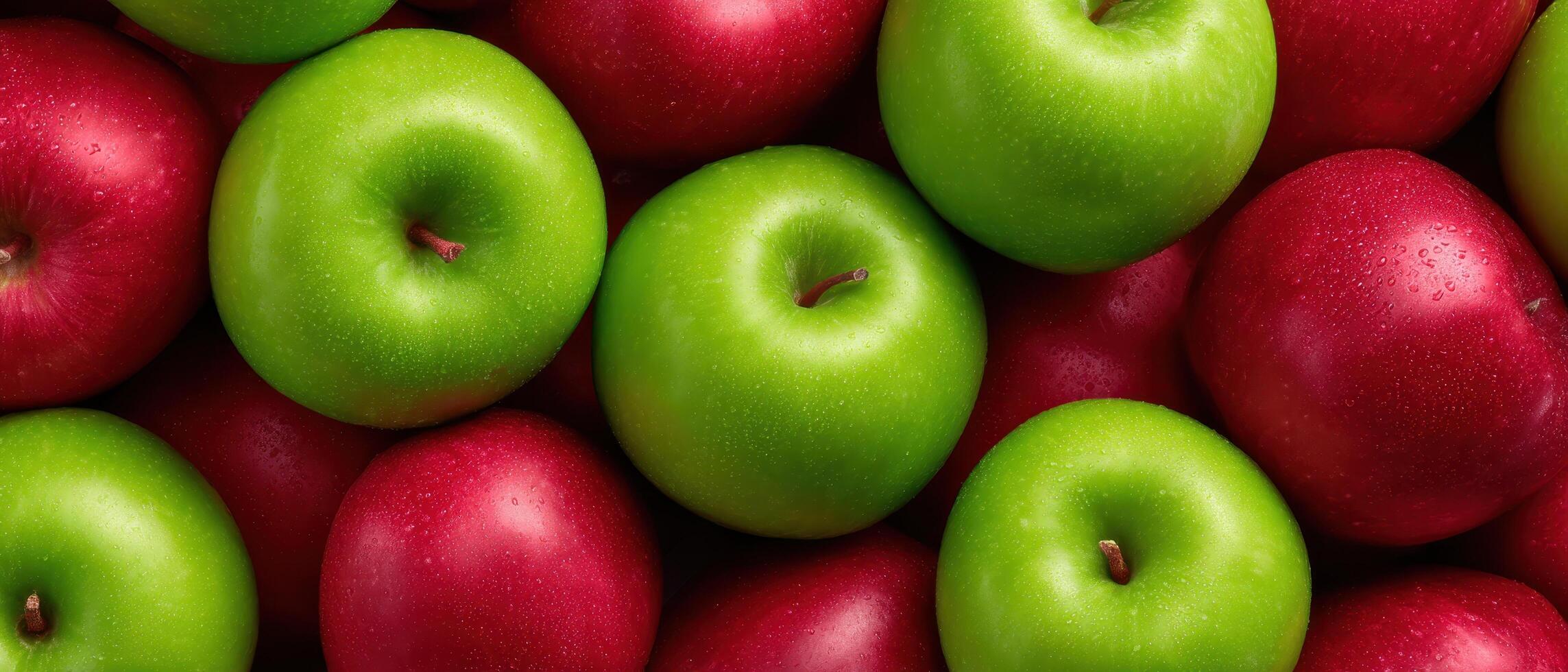 Vibrant red and green apples display farm market food photography natural setting close-up freshness concept photo