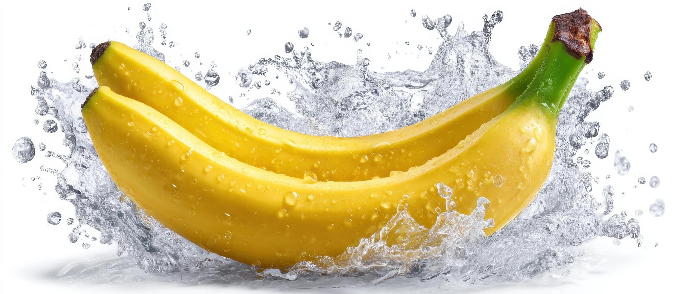 Action-packed splash of bananas kitchen setting food photography fresh environment close-up view culinary delight photo