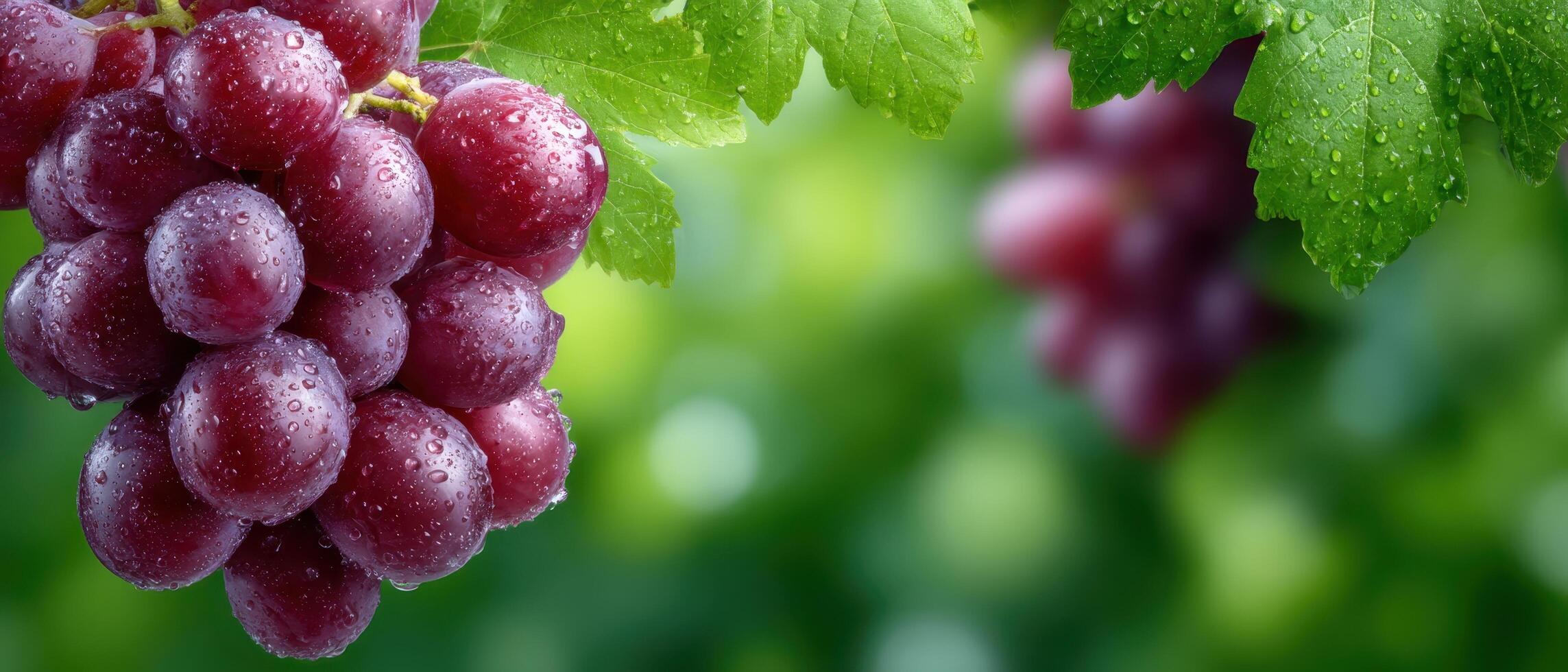 Fresh purple grapes cluster vineyard closeup photography natural light macro shot organic produce photo