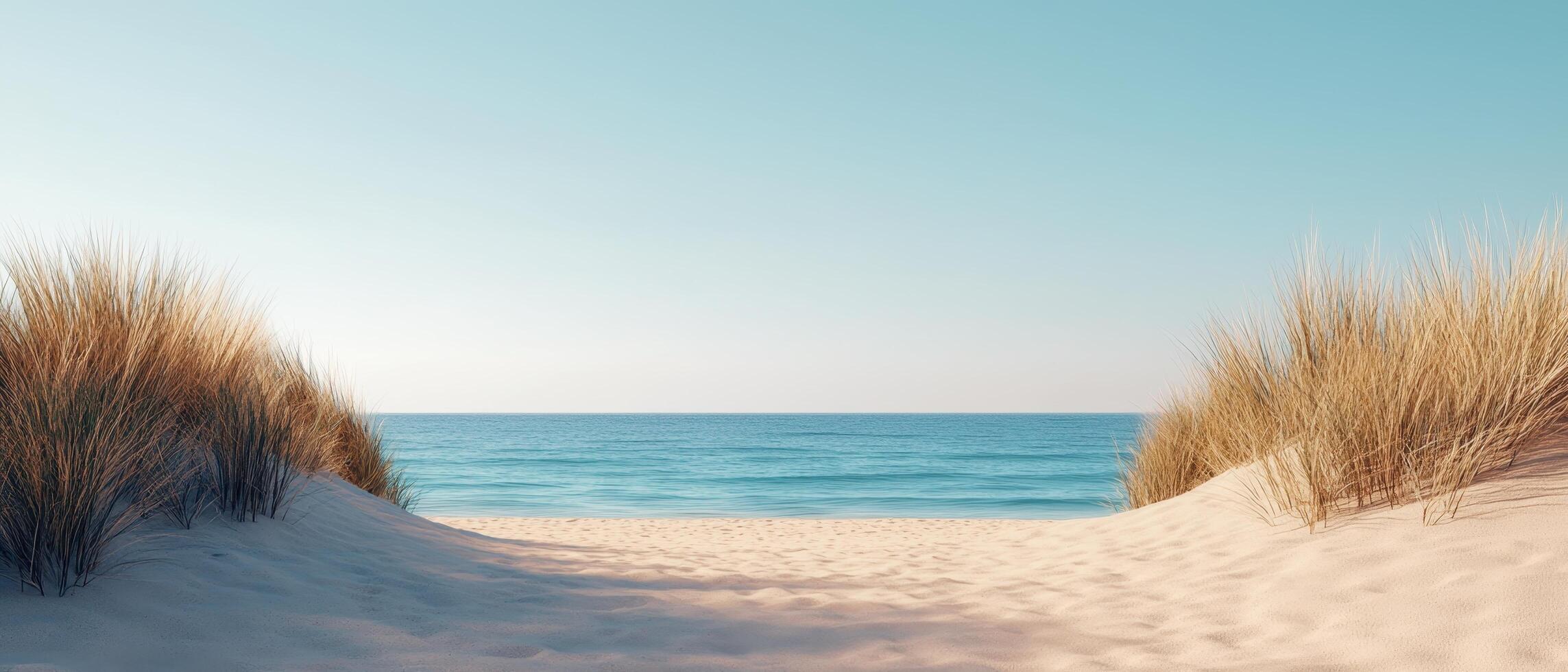 Serene beachscape at sunset coastal view nature photography tranquil environment photo
