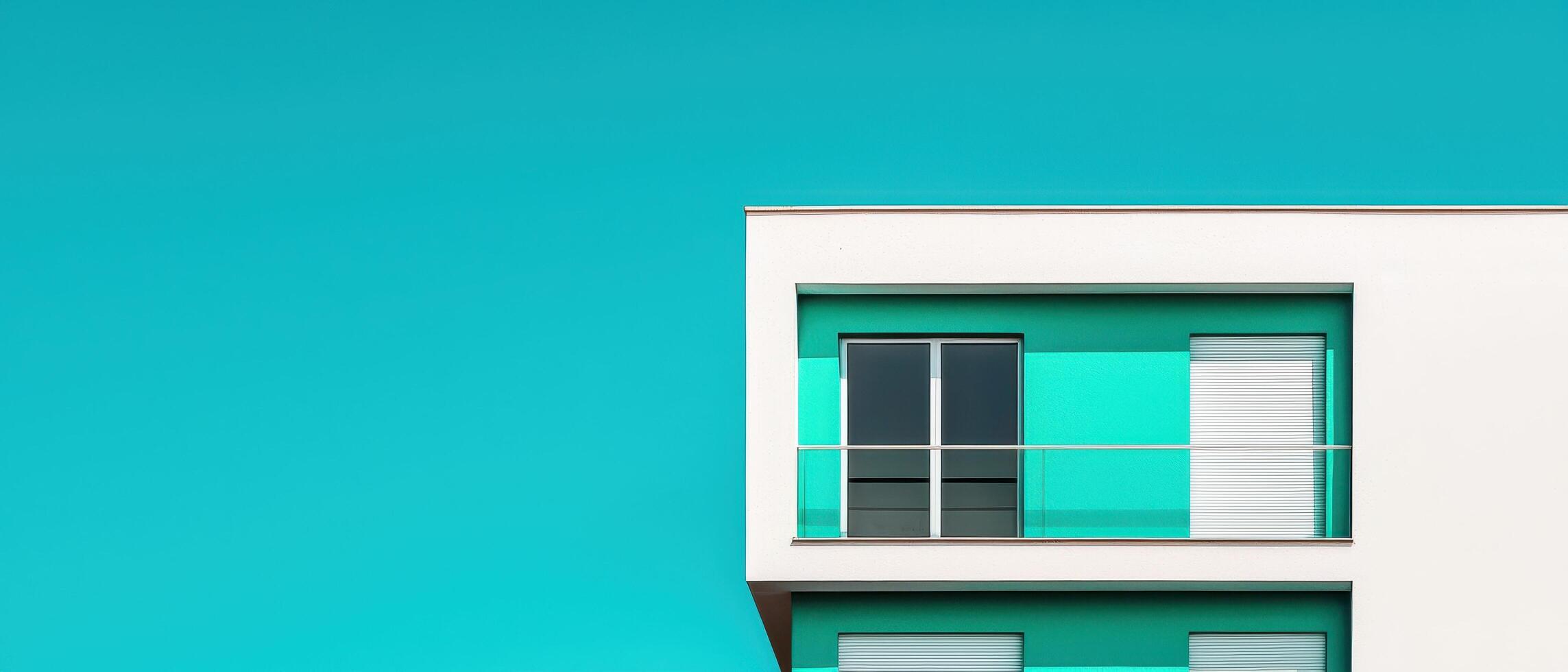 Modern architecture creative dualtone building urban environment mint green facade aesthetic design photo