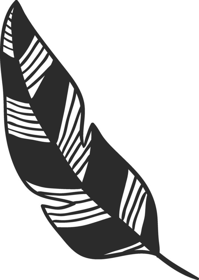 Decorative feather with black and white stripes creating a visually appealing pattern, ideal for design projects, crafting, and artistic illustrations, adding a touch of nature and elegance vector