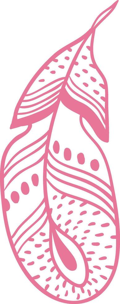 Light pink feather with decorative pattern representing lightness, freedom, and softness, ideal for fashion, decoration, and design projects vector