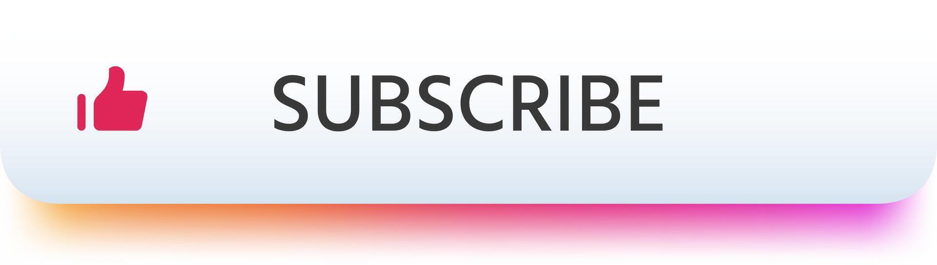Subscribe button featuring a vibrant gradient effect, highlighting a like notification and encouraging followers to engage with social media or online channels for content updates vector
