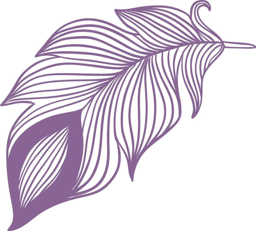Purple feather floating gently, showcasing intricate texture and delicate beauty. Evoking a sense of lightness and grace, perfect for nature inspired designs and artistic creations vector