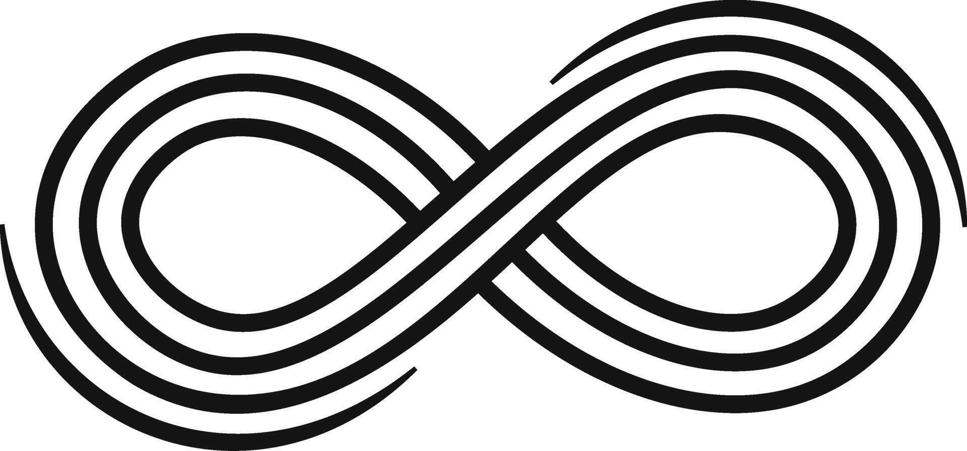 Infinity symbol looping with multiple black lines, creating an endless cycle that embodies limitless possibilities and eternal continuity in a sleek, modern design vector