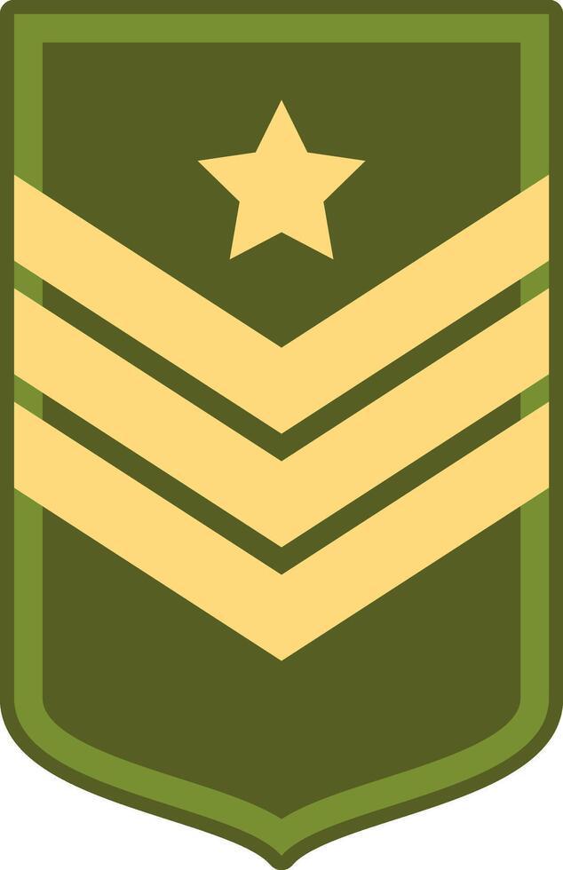 Sergeant military rank insignia featuring three chevrons and a single star, set against a green background, symbolizing leadership, experience, and authority within the armed forces vector