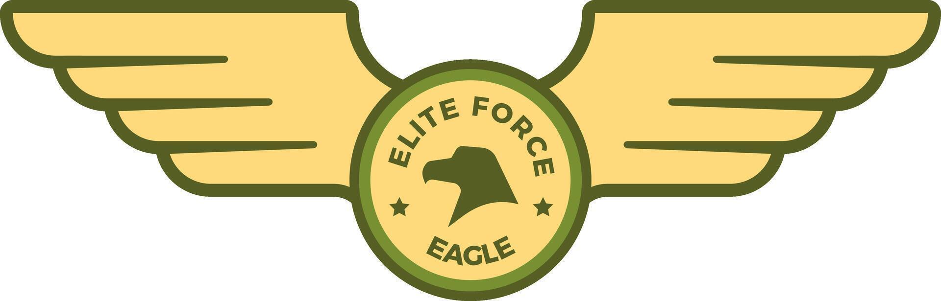 Bold emblem featuring an eagle silhouette and stars, symbolizing strength and excellence. The design includes stylized wings, conveying speed and freedom, ideal for military or aviation themes vector
