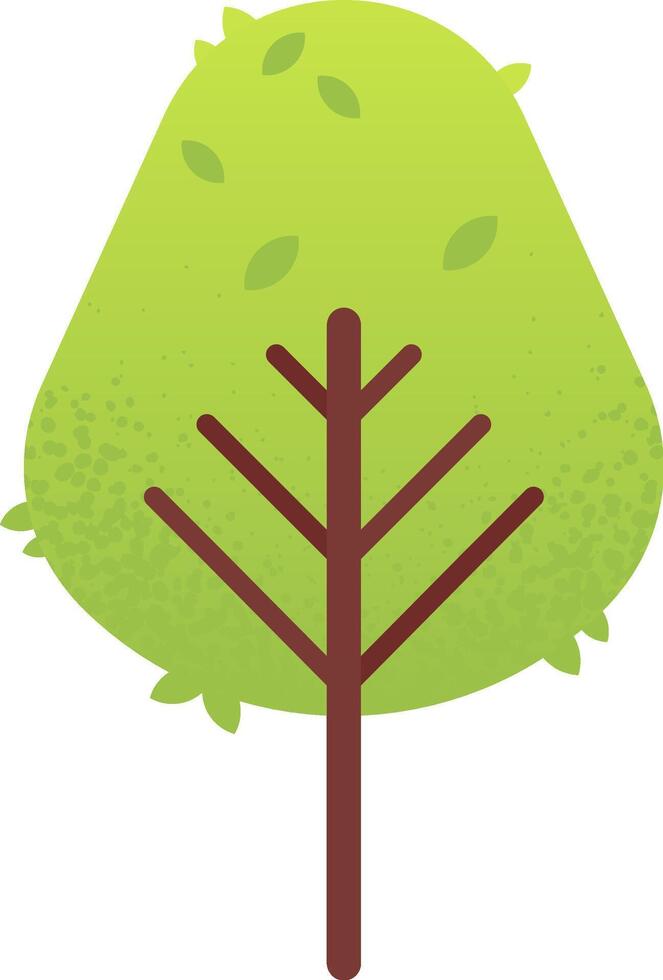 Stylized green tree with a brown trunk and rounded crown, featuring leaves and isolated on a white background, representing nature and simplicity vector