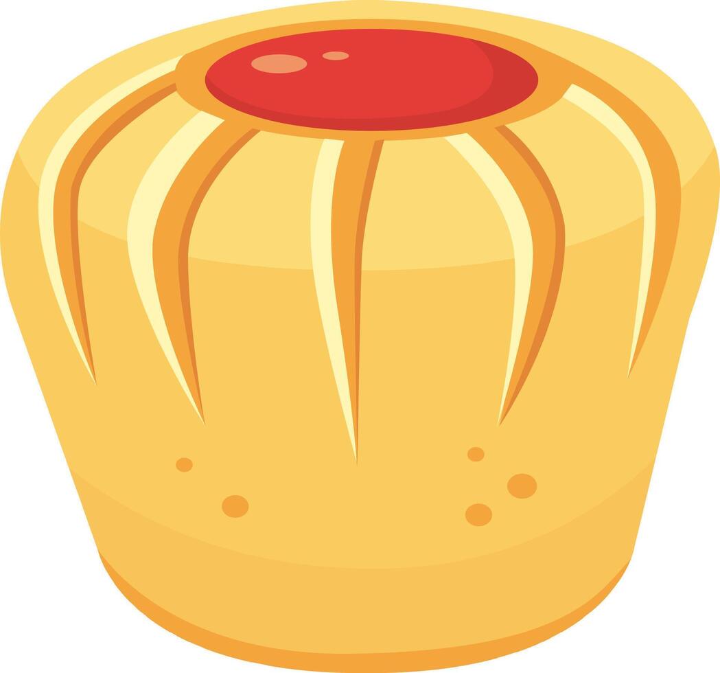 Round cake featuring elegant white stripes and a luscious jam topping, creating a visually enticing dessert ideal for bakeries, cafes, and diverse dessert menus vector