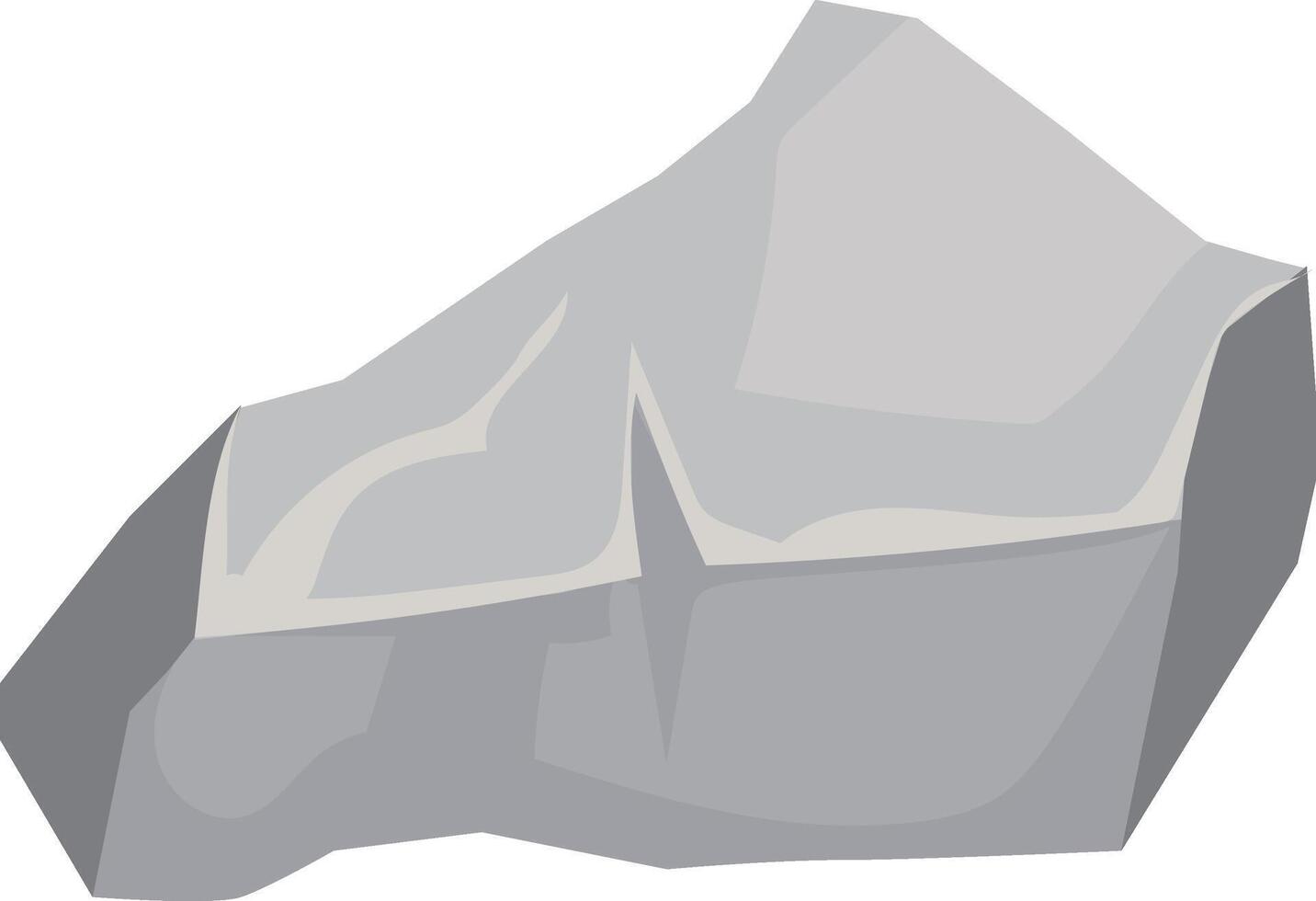 Cartoon gray rock resting on a clean white background, offering a simple yet impactful visual element. The design highlights the rock's unique texture and solid form vector