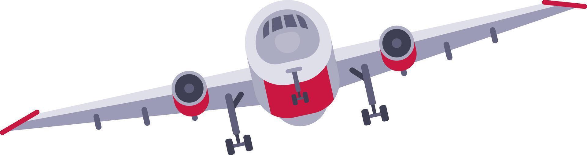 Capturing the bottom view of a passenger airplane in flight, showcasing the landing gear extended and set against a clean white background, emphasizing the details of aviation design vector