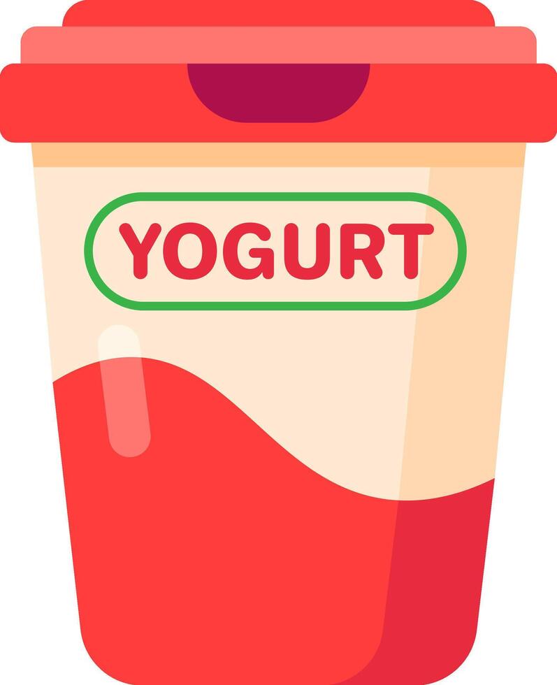 Strawberry yogurt nestled in a plastic cup with a vibrant red lid, offering a delicious and refreshing option for a healthy snack or breakfast choice. Perfectly creamy and smooth vector