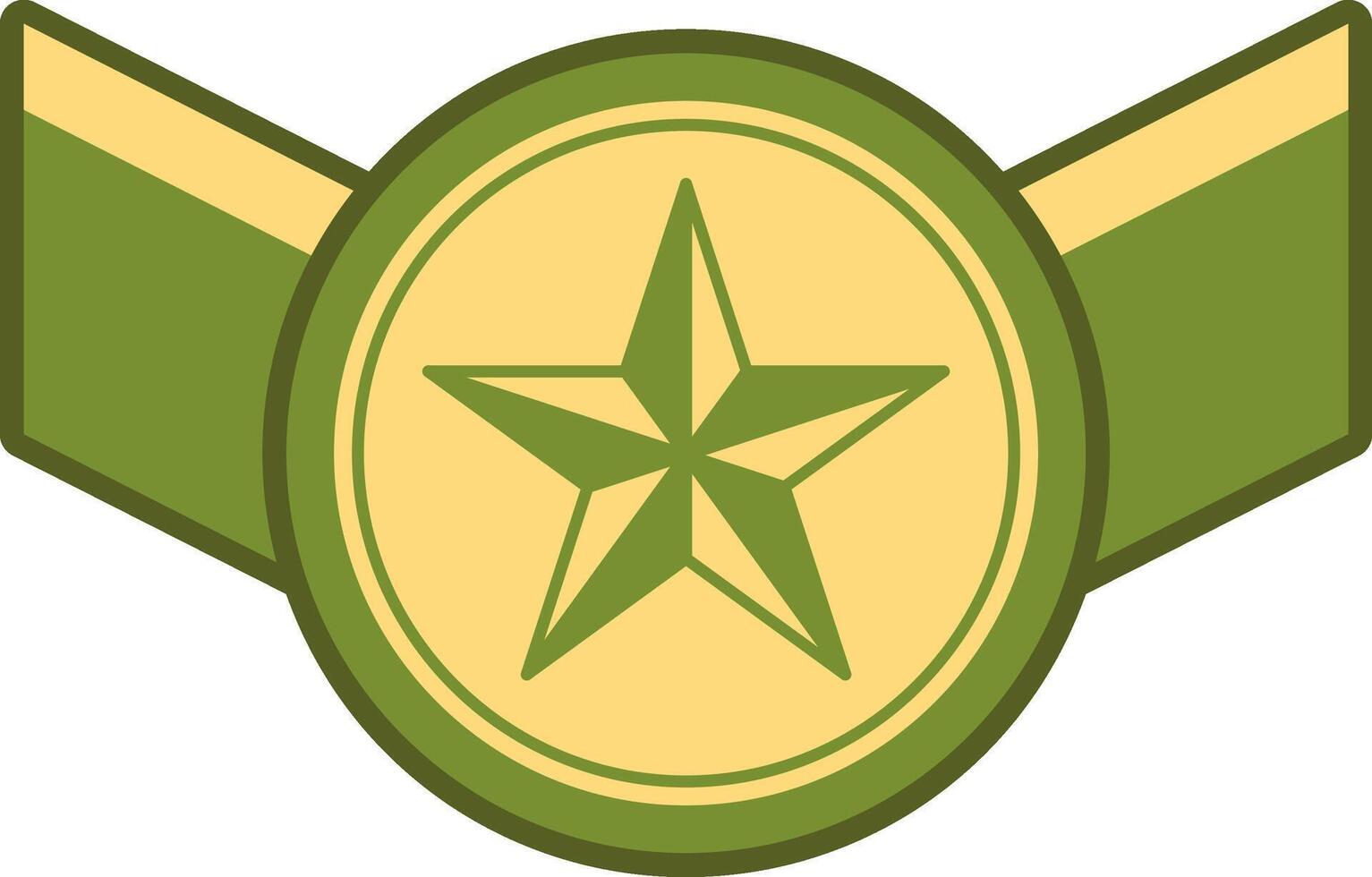 Military badge featuring a green star and wings, symbolizing courage, honor, and service in the armed forces, perfect for designs related to military achievements and recognition vector