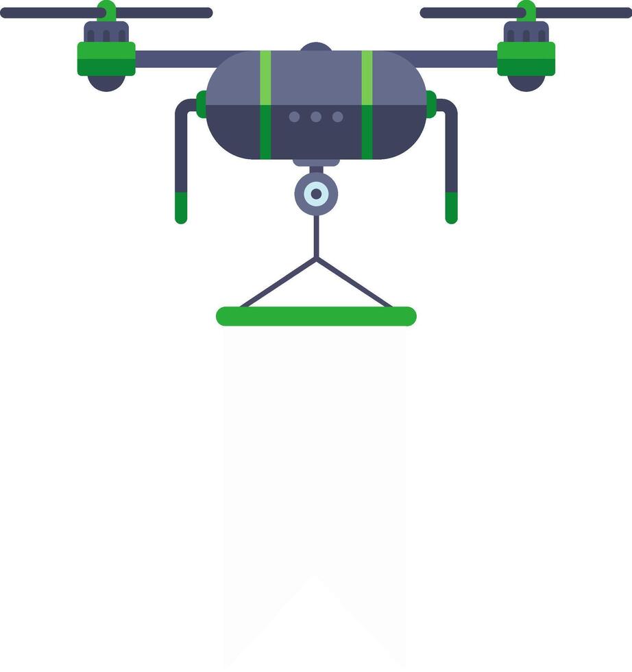 Modern quadcopter drone transporting goods, showcasing aerial delivery and logistics solutions with cutting edge technology, enhancing efficiency in supply chain management vector