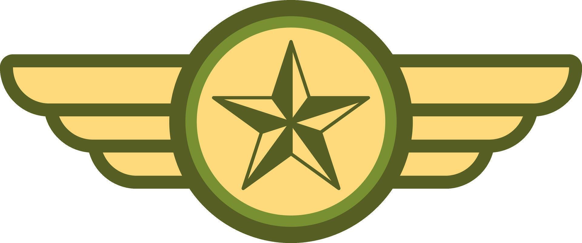 Stylized military wings logo featuring a star in the center, evoking concepts of valor, service, and aviation excellence, ideal for patriotic or armed forces related designs vector
