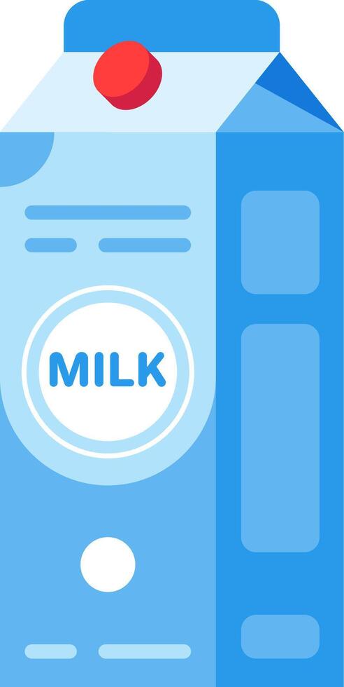 Light blue milk carton with red top, white label and the word milk written on it, isolated over white background, ideal for healthy eating and lifestyle concepts vector