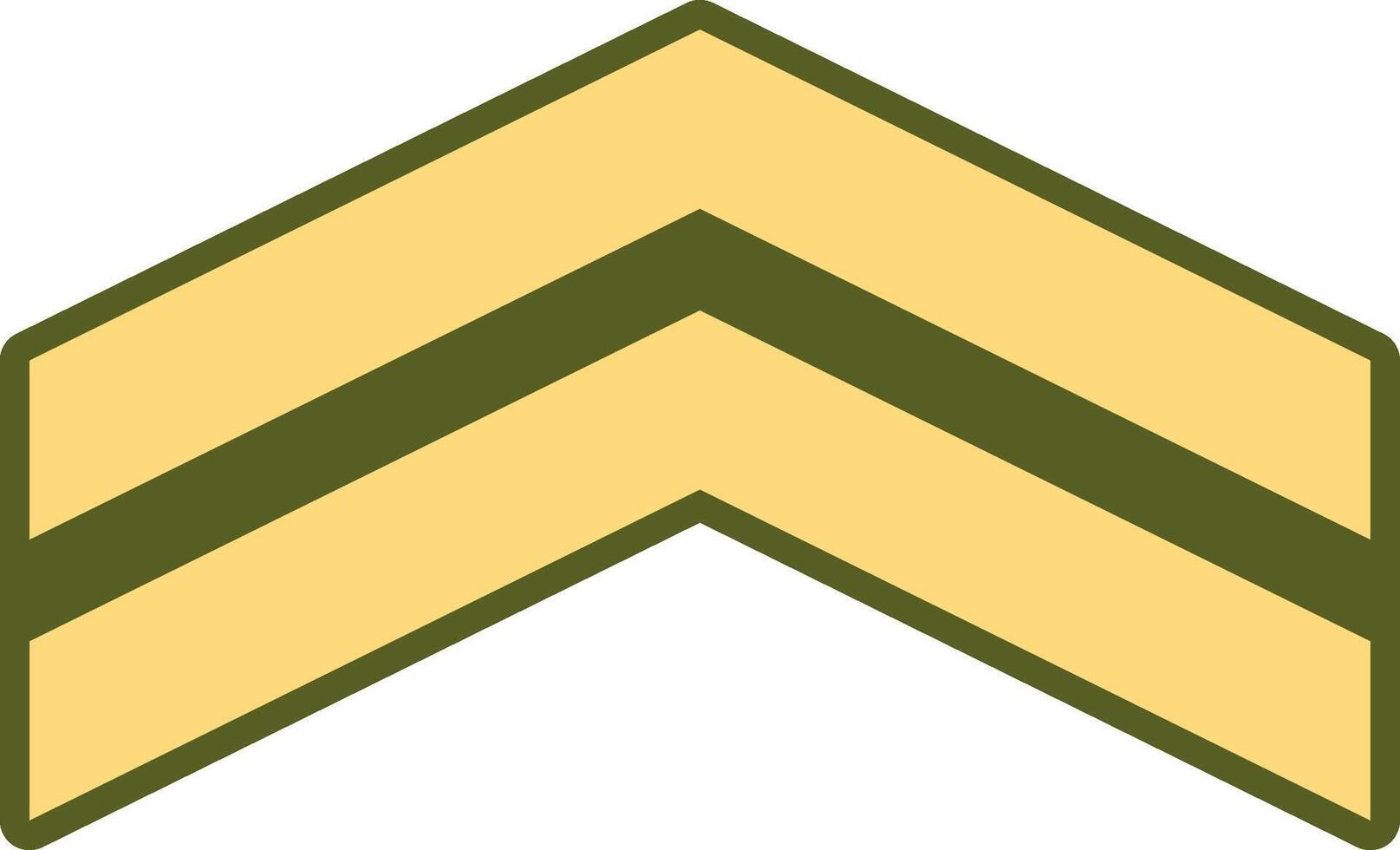 United States Army corporal rank insignia featuring two yellow chevrons outlined in dark green on a white background, symbolizing leadership and experience within the military structure vector
