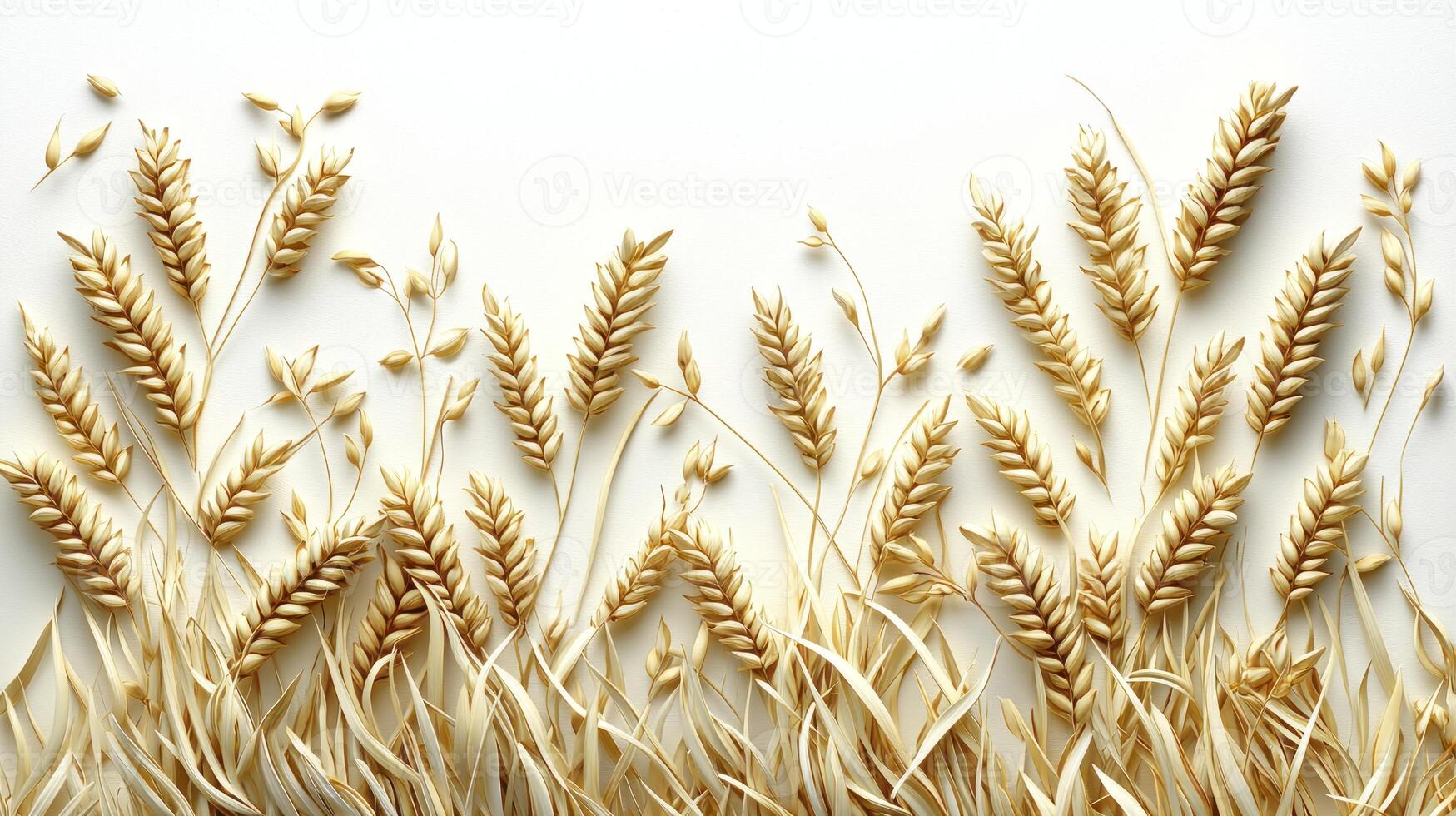 A close up of some wheat on a white background photo