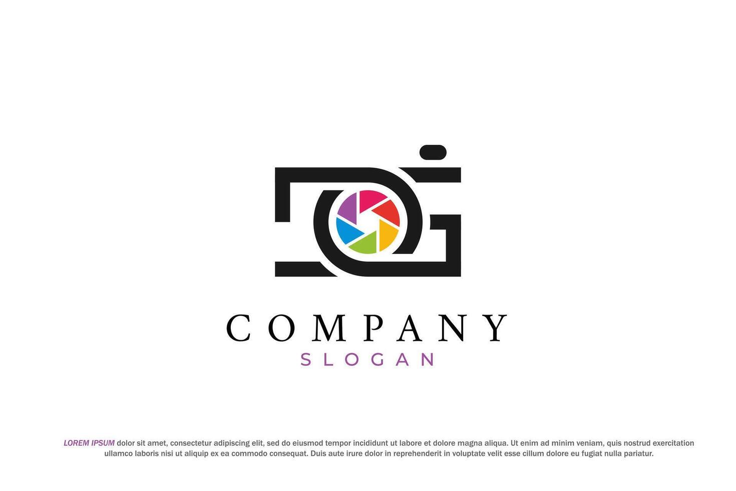 letter j and g photography studio camera lens logo vector